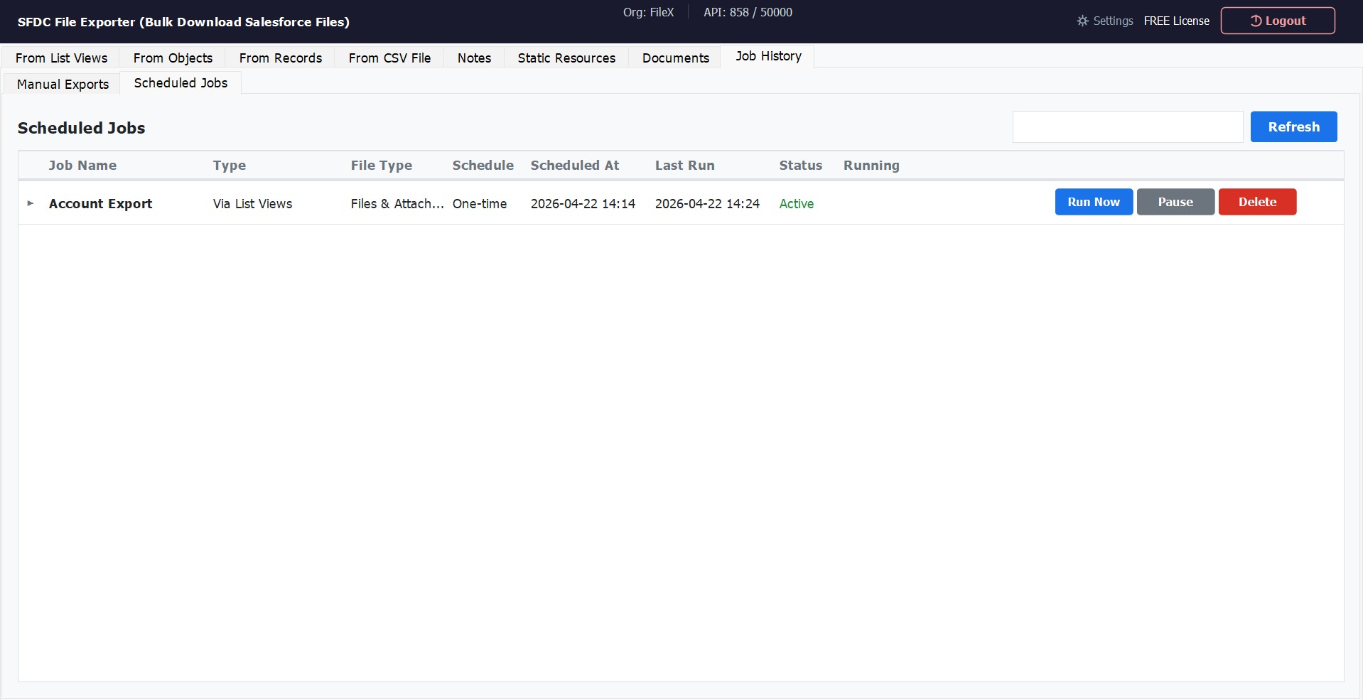 Schedule Salesforce export jobs to run automatically