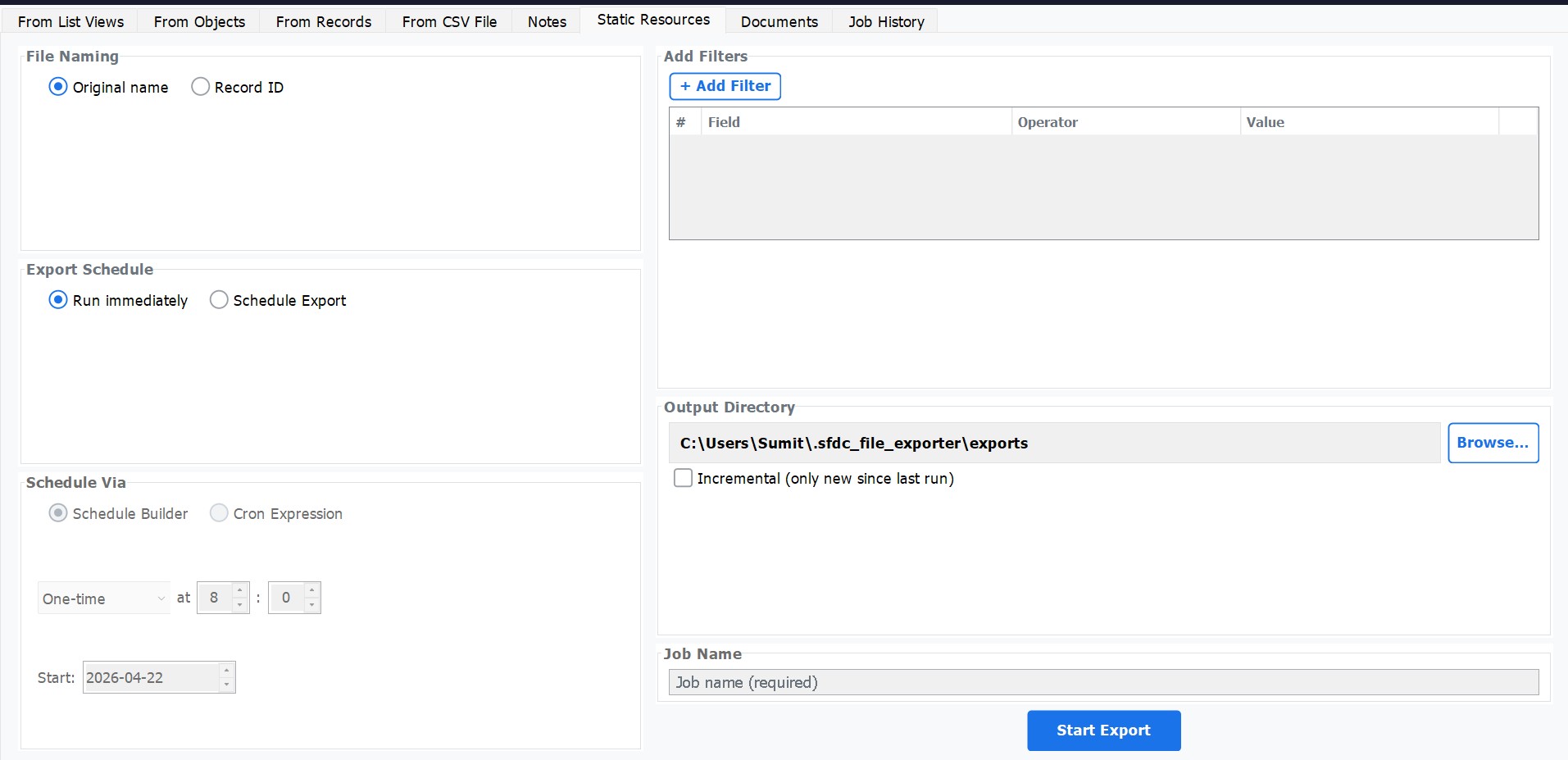 Export Salesforce Static Resources